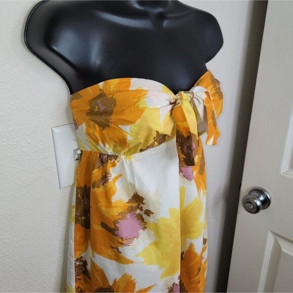 J Crew Floral Strapless Tunic Dress  Yellow mini Size Small - Picture 3 of 7